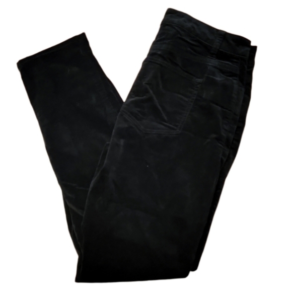 Talbots Pants Womens Size 4 Petite Black Velvet ish High Waisted Straight Leg - Picture 1 of 10